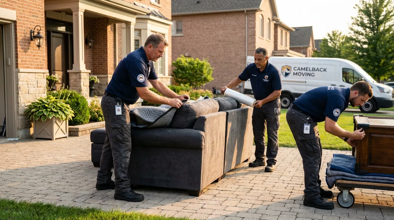 Large estate moving crew wrapping furniture in Eagle Lake, MN