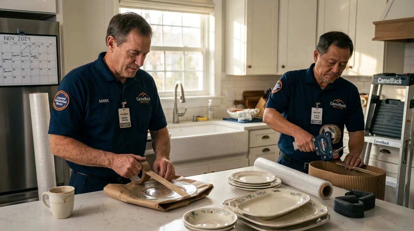 Professional crew packing kitchen dishware in Eagle Lake, MN